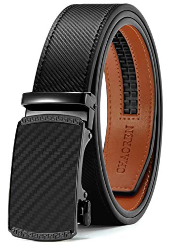 CHAOREN Ratchet Belt for Men - Mens Belt Leather 1 3/8" for Casual Jeans - Micro Adjustable Belt Fit Everywhere