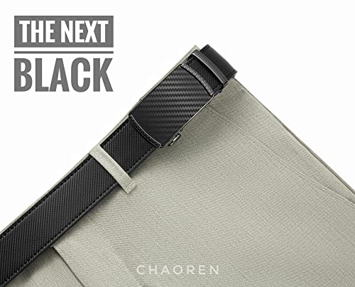 CHAOREN Ratchet Belt for Men - Mens Belt Leather 1 3/8" for Casual Jeans - Micro Adjustable Belt Fit Everywhere