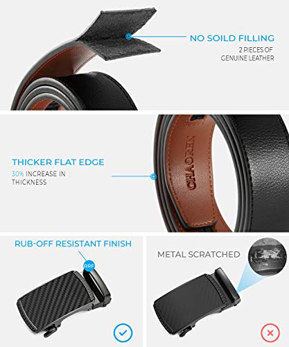 CHAOREN Ratchet Belt for Men - Mens Belt Leather 1 3/8" for Casual Jeans - Micro Adjustable Belt Fit Everywhere