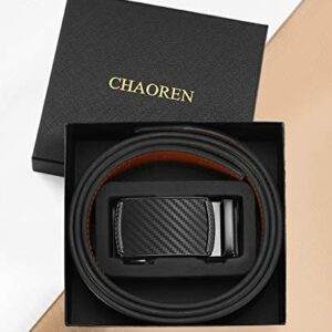 CHAOREN Ratchet Belt for Men - Mens Belt Leather 1 3/8" for Casual Jeans - Micro Adjustable Belt Fit Everywhere