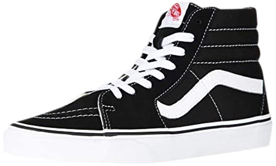 Vans womens SK8-HI, Black/White/Black, 7.5 Women/6 Men