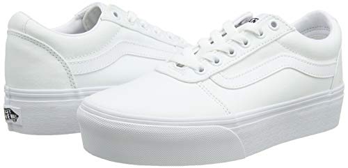 Vans Women's Ward Platform Sneaker, White Canvas White 0rg, 7.5