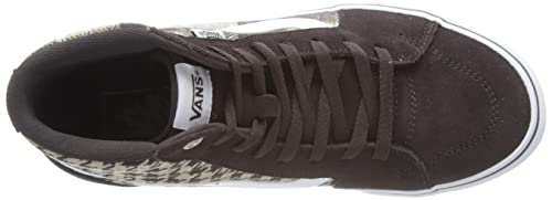 Vans Women's Hi-Top Platform Sneaker, Suede Plaid Mix Brown/White, 8