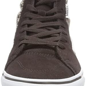 Vans Women's Hi-Top Platform Sneaker, Suede Plaid Mix Brown/White, 8