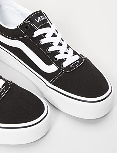 Vans Women's Ward Platform Low-Top Sneakers, Black ((Canvas) Black/White 187), 7.5