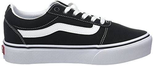 Vans Women's Ward Platform Low-Top Sneakers, Black ((Canvas) Black/White 187), 7.5