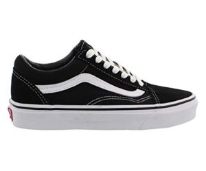 vans men’s old skool sneaker, canvas – black/true white, size 8