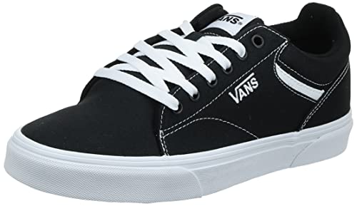 Vans Men's Seldan Sneaker, Black Canvas Black White 187, 12