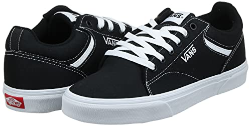 Vans Men's Seldan Sneaker, Black Canvas Black White 187, 12