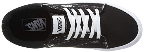 Vans Men's Seldan Sneaker, Black Canvas Black White 187, 12