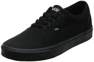 vans mens authentic canvas sneakers lace up casual plimsolls unisex shoe – black/black – 12