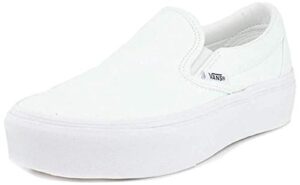 vans women’s classic slip on platform sneakers, true white, 7.5 medium us
