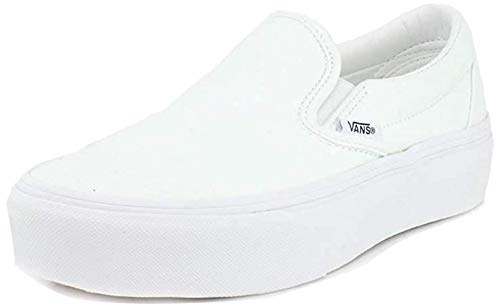 Vans Women's Classic Slip On Platform Sneakers, True White, 7.5 Medium US