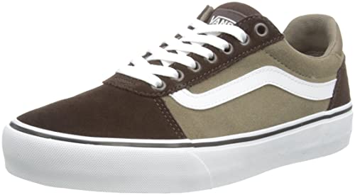 Vans Unisex Ward Deluxe Retro Suede - Low Platform Lace-up Sneaker - Brown/White Women 11 Men 9.5, 11 Women/9.5 Men