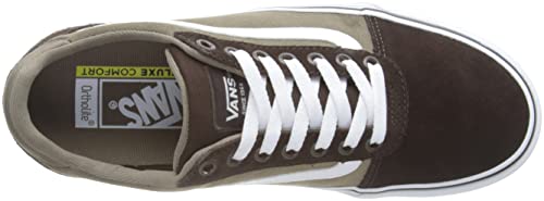 Vans Unisex Ward Deluxe Retro Suede - Low Platform Lace-up Sneaker - Brown/White Women 11 Men 9.5, 11 Women/9.5 Men