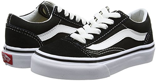 Vans Kids Old Skool Black/True White Skate Shoe, Black/White, 3 Little Kid