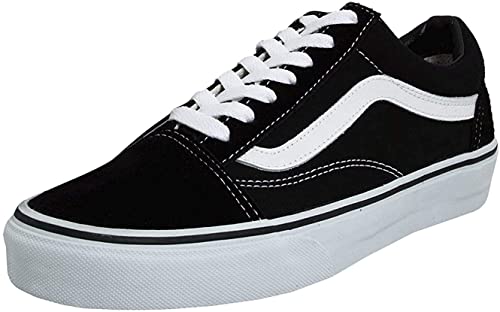 Vans Unisex Old Skool Classic Skate Shoes (42 M EU / 10.5 B(M) US Women / 9 D(M) US Men, Classic Black/White)