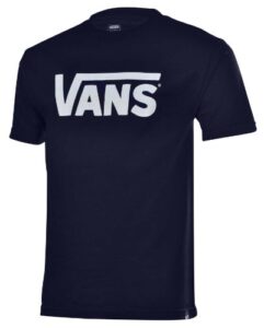 vans men’s classic logo skateboard shirt-navy/white-xl