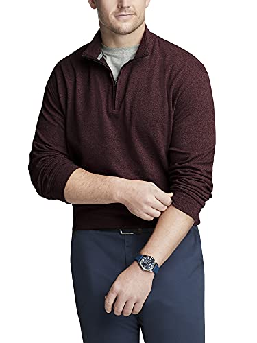 Van Heusen Men's Tall Flex Long Sleeve 1/4 Zip Ottoman Solid Shirt, Dark Cabernet, 2X-Large Big