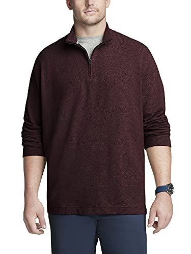 Van Heusen Men's Tall Flex Long Sleeve 1/4 Zip Ottoman Solid Shirt, Dark Cabernet, 2X-Large Big