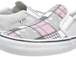 Vans Unisex Asher Canvas Low Platform Slip On Sneaker - Deluxe Patchwork Light Grey 9