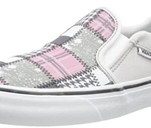 Vans Unisex Asher Canvas Low Platform Slip On Sneaker - Deluxe Patchwork Light Grey 9