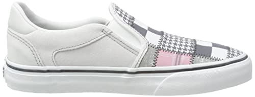 Vans Unisex Asher Canvas Low Platform Slip On Sneaker - Deluxe Patchwork Light Grey 9