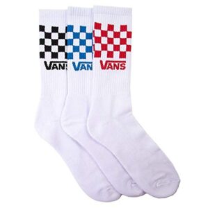 vans mens checkered crew socks 3 pack 9.5-13, white