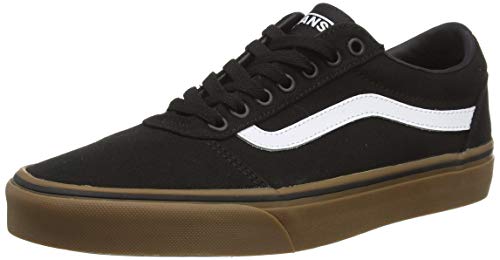 Vans Men's Ward Sneaker, Black ((Canvas) Black/Gum 7hi), 11