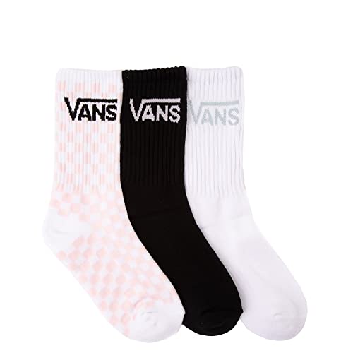 Vans, Women's Crew Socks - 3 Pair Pack (6.5-10, Black/White/Pink Checks)