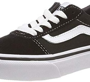 Vans Girls Low-Top Sneakers, Black Suede Canvas Black White Iju, 6 UK