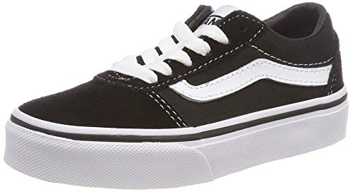 Vans Girls Low-Top Sneakers, Black Suede Canvas Black White Iju, 6 UK