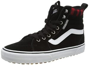 vans men’s hi-top trainers sneaker, suede black red plaid, 12