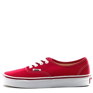 vans mens authentic canvas sneakers lace up casual plimsolls unisex shoe – red – 8