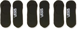 vans no show 3 pairs men’s black with white off the wall socks, 9.5-13