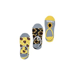 vans sunflower mix canoodle 3 pack no show socks women’s size 6.5 – 10