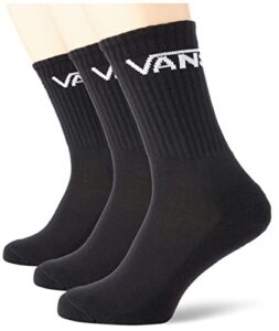 vans, classic crew socks. 3 pair pack – black, large (9.5-13)