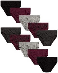 van heusen men’s underwear – low rise briefs with contour pouch (10 pack), size large, black/grey/maroon print/charcoal