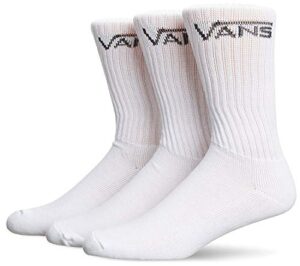 vans, classic crew-socks, 3-pair pack, white, large (9.5-13)