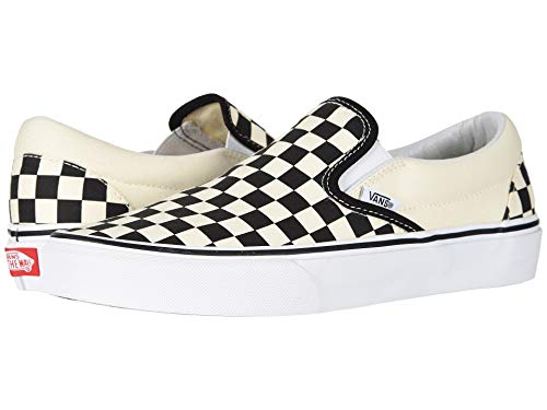 Vans womens Classic Slip On Trainers, Black/Off White, 8.5 Women/7 Men