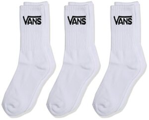 vans little boys’ 3 pack classic crew socks – white – 1-6