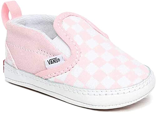 Vans, Infant Slip-On V Crib Sneakers (2, Pink/True White Checkerboard)