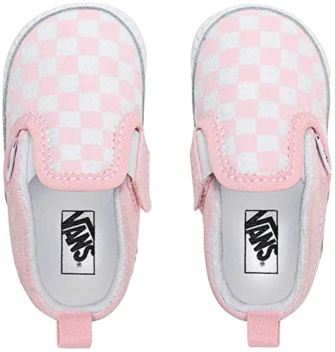 Vans, Infant Slip-On V Crib Sneakers (2, Pink/True White Checkerboard)