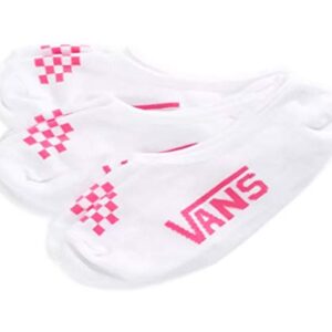 Vans Super No Show Socks - Women's and Girls (White/Pink Check, Womens Shoe Size 7-10)