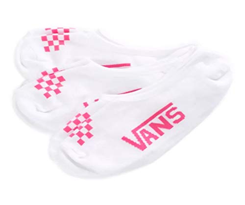 Vans Super No Show Socks - Women's and Girls (White/Pink Check, Womens Shoe Size 7-10)