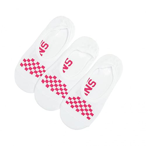 Vans Super No Show Socks - Women's and Girls (White/Pink Check, Girls Shoe Size 1-6)