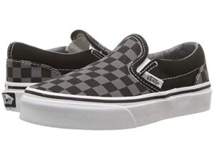 vans kids unisex classic slip on, (checkerboard) black/pewter, size 12 little kid