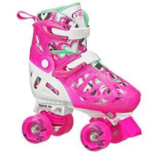 roller derby trac star youth girl’s adjustable roller skate white/pink size medium (12-2)