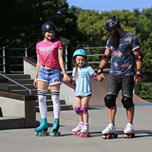 Roller Derby Firestar Youth Girl's Quad Roller Skates, White/Pink, Size 13