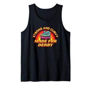 strong and curvy for derby funny roller derby girl tank top